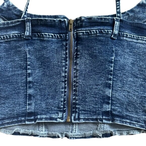 Sincerely Jules Blue Denim Corset Boho Crop Top, NWT, Medium - Picture 4 of 7